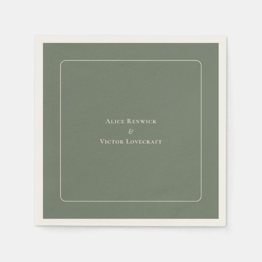 Serviette En Papier Mariage vert simple Boho Arch Sage (Devant)