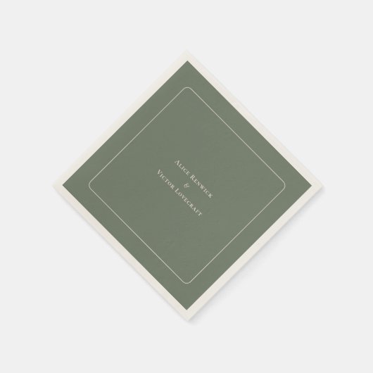 Serviette En Papier Mariage vert simple Boho Arch Sage (Coin)