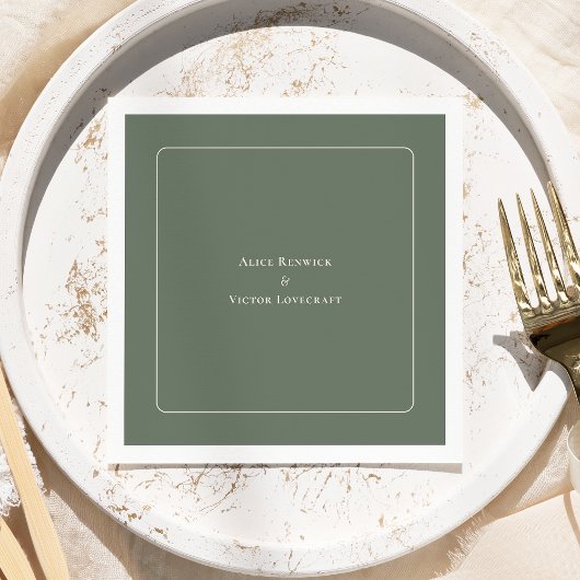 Serviette En Papier Mariage vert simple Boho Arch Sage