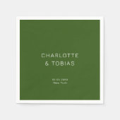 Serviette En Papier Mariage vert simple et élégant (Devant)