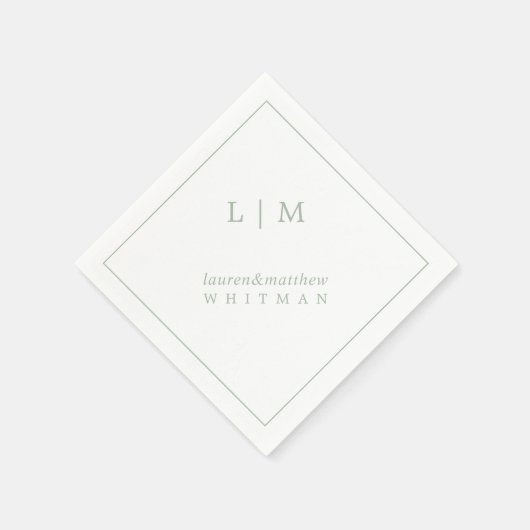 Serviette En Papier Mariage vert simple et élégant (Coin)