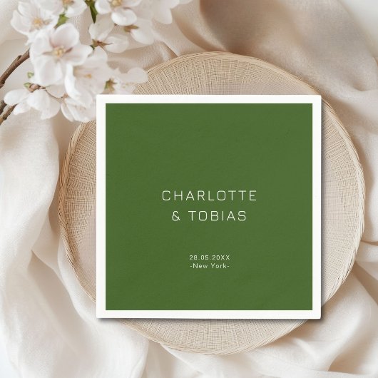 Serviette En Papier Mariage vert simple et élégant