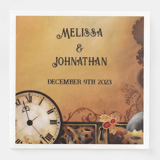 Serviette En Papier Mariage victorien Steampunk (Devant)