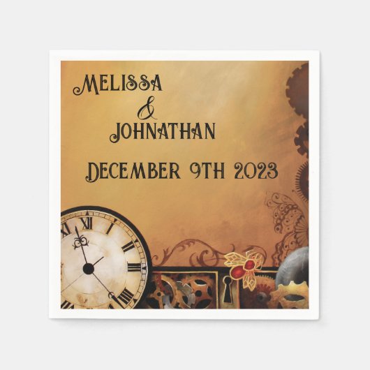 Serviette En Papier Mariage victorien Steampunk (Devant)