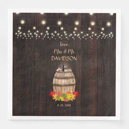 Serviette En Papier Mariage Vignoble en barrique automne Folithe (Devant)