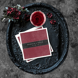 Serviette En Papier Mariage vin noir gothique corbeau & Roses noires