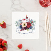 Serviette En Papier Mariage Vin Rouge Bourgogne et Fleurs Navales (En situation)
