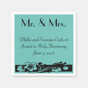 Serviette En Papier Mariage vintage à la frontière florale Art déco