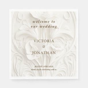 Serviette En Papier Mariage Vintage Art Nouveau Floral