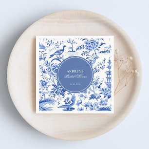Serviette En Papier Mariage vintage bleu chinoiserie