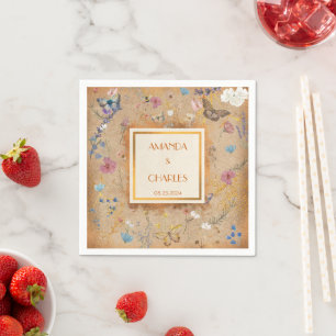Serviette En Papier Mariage vintage Boho Butterfly Garden