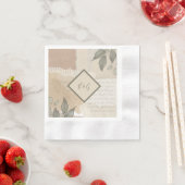 Serviette En Papier mariage vintage boho chic verdure (En situation)