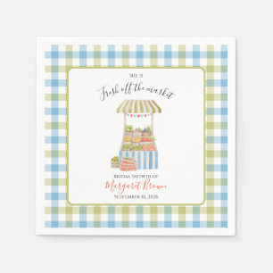Serviette En Papier Mariage vintage en dehors du marché : vert et bleu