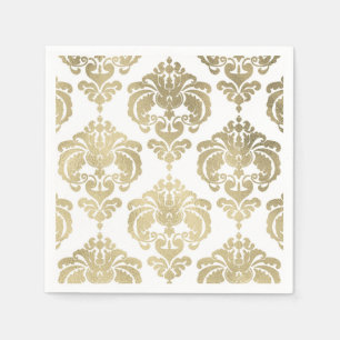 Serviette En Papier Mariage Vintage Fête de mariage en or et blanc dam