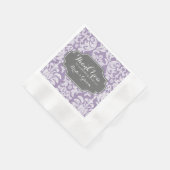 Serviette En Papier Mariage vintage gris pourpre Merci (Coin)