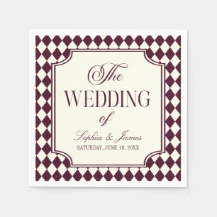 Serviette En Papier Mariage Vintage Ivoire Vin Luxe Ancien