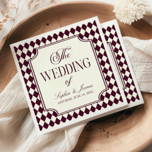 Serviette En Papier Mariage Vintage Ivoire Vin Luxe Ancien