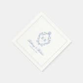 Serviette En Papier Mariage Vintage Monogram Bleu (Coin)