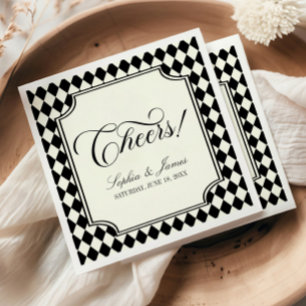Serviette En Papier Mariage Vintage Noir Ivoire Luxe Ancien