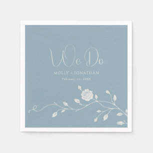 Serviette En Papier Mariage Vintage Rose Vigne Bleu Poussiéreux