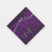 Serviette En Papier Mariage violet à feuille d'argent (Coin)