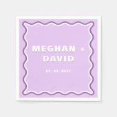 Serviette En Papier Mariage Violet Courbe Ondulée Gribouillis Rétro (Devant)