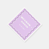 Serviette En Papier Mariage Violet Courbe Ondulée Gribouillis Rétro  (Coin)