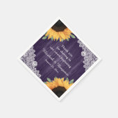 Serviette En Papier Mariage violet de dentelle de bois rustique (Coin)