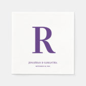 Serviette En Papier Mariage violet et blanc Monogramme serviettes mode (Devant)