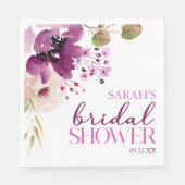 Serviette En Papier Mariage Violet Magenta Violet Floral (Devant)