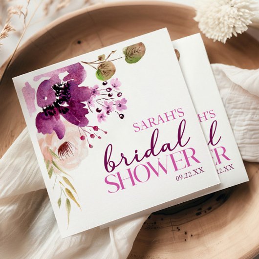 Serviette En Papier Mariage Violet Magenta Violet Floral