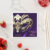 Serviette En Papier Mariage violet Masquerade de minuit (En situation)