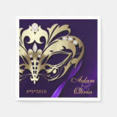 Serviette En Papier Mariage violet Masquerade de minuit (Devant)