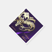 Serviette En Papier Mariage violet Masquerade de minuit (Coin)
