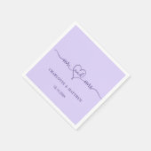 Serviette En Papier Mariage violet violet mauve m mme coeur script sim (Coin)