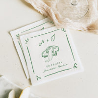 Mariage Voiture Verte Vintage Dessinée à la Main F