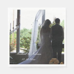 Serviette En Papier Mariage Votre photo et noms Serviettes personnalis