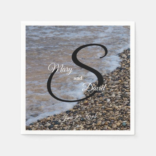 Serviette En Papier Mariage Wave Ashore (Devant)
