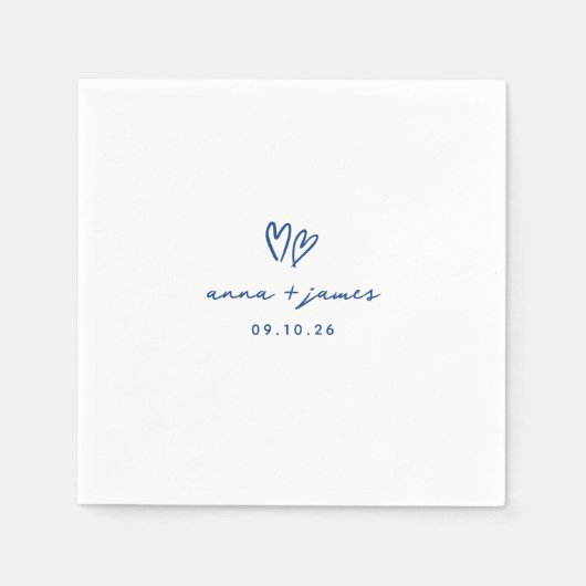 Serviette En Papier Mariage Whimsical Blue Doodle Hearts (Devant)