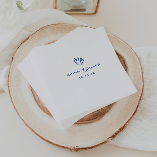 Serviette En Papier Mariage Whimsical Blue Doodle Hearts