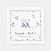 Serviette En Papier Mariage Whimsical Blue Wavy (Devant)