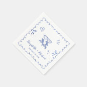 Serviette En Papier Mariage Whimsical Blue Wavy (Coin)