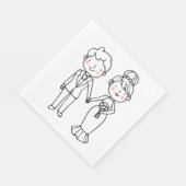 Serviette En Papier Mariage Whimsical de mariée de caricature mignonne (Coin)