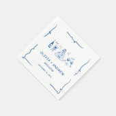 Serviette En Papier Mariage Whimsical Dessiné À Main Bleue (Coin)