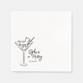 Serviette En Papier Mariage Whimsical Main Drag et Martini (Devant)