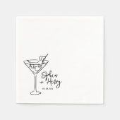 Serviette En Papier Mariage Whimsical Main Drag et Martini (Devant)