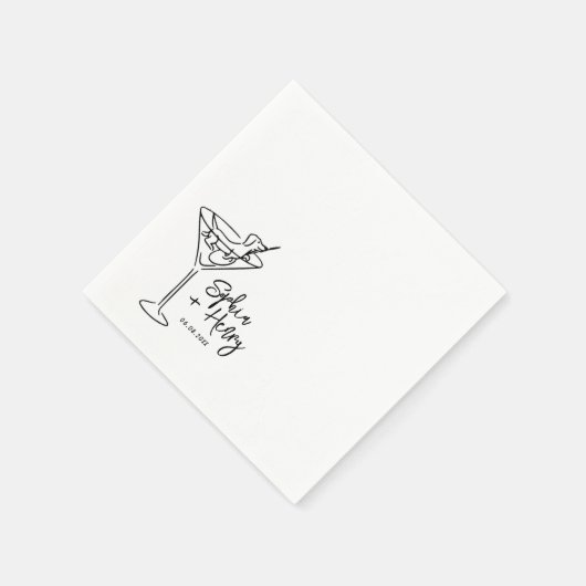 Serviette En Papier Mariage Whimsical Main Drag et Martini (Coin)