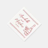 Serviette En Papier Mariage Whimsical Rouge tiré à la main (Coin)