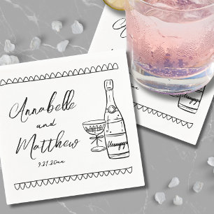 Serviette En Papier Mariage Whimsical tiré à la main