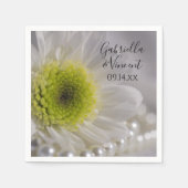 Serviette En Papier Mariage White Daisy et Pearls (Devant)